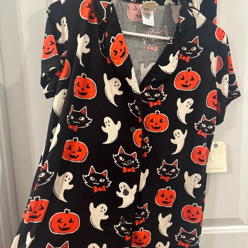 Nite Nite Munki Munki Halloween Retro Cat Pajama Set